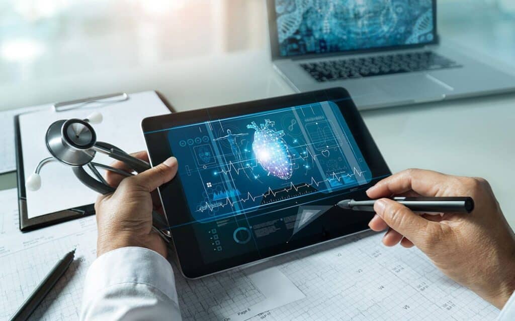 Tablet visualiseert dashboard van Cardiovascular
