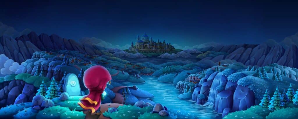 Drops digitale wereld met kleine rode digitale player.