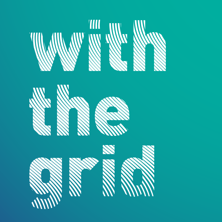 Logo withthegrid met licht blauwe achtergrond.